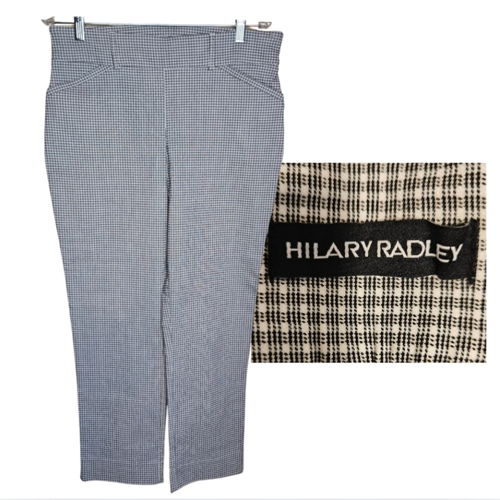 Hilary Radley NEW Pull-On B/W Ankle Pants Stretch Plaid W-2486